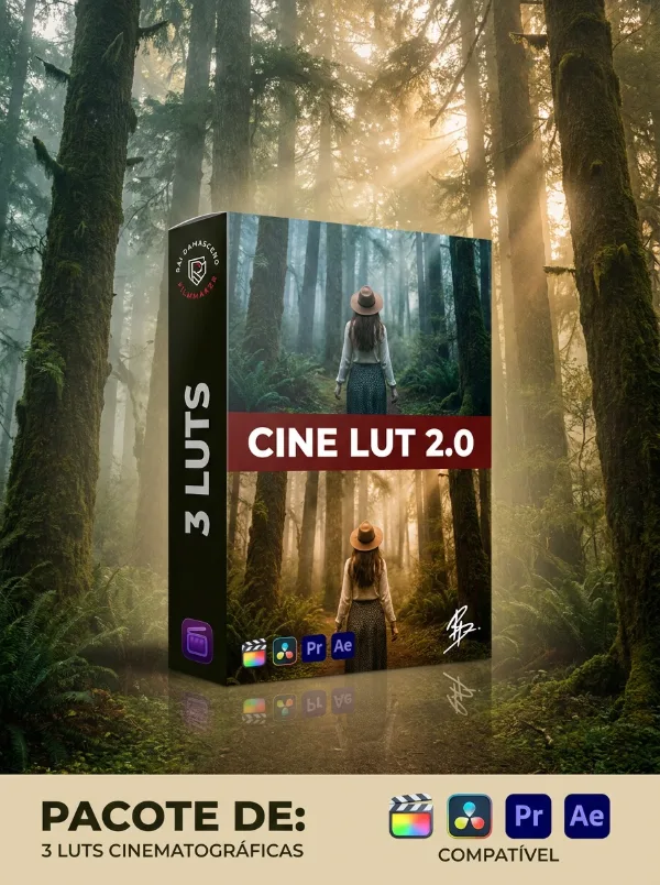 Capa do pacote Cine LUTs 2.0: pacote de 3 LUTs cinematográficas